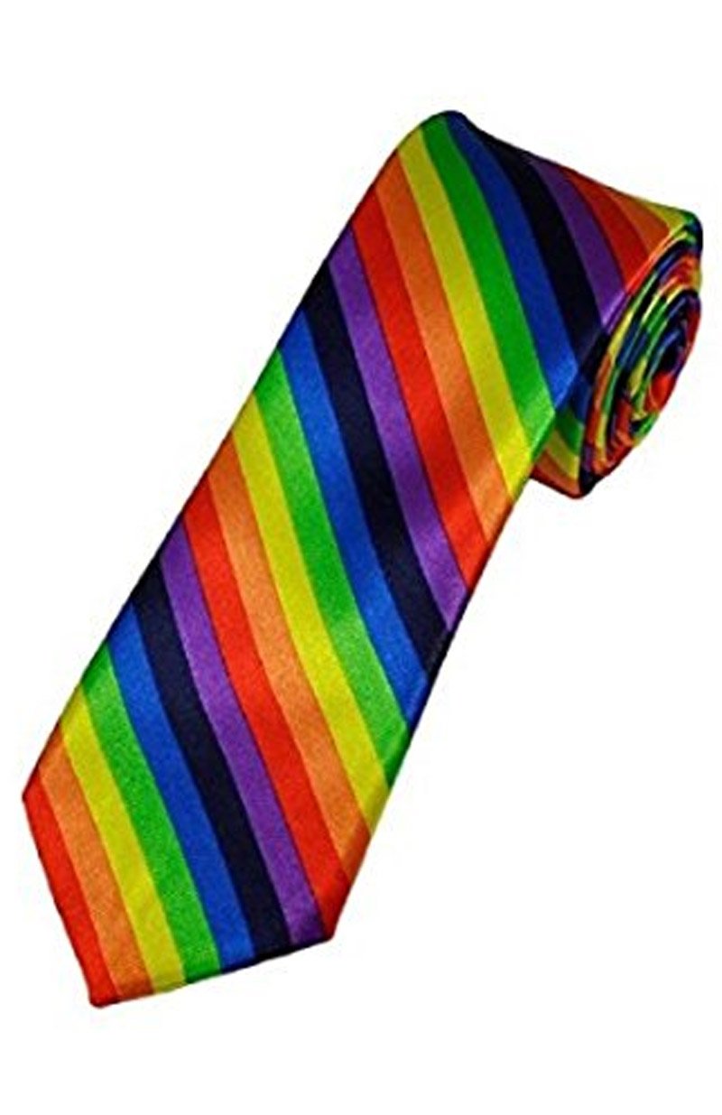 Wickedfun Men's Rainbow Colors Angies Fashion Novelty Fancy Dress Gay Pride Rainbow Clown Slim Multicoloured Stripes Tie