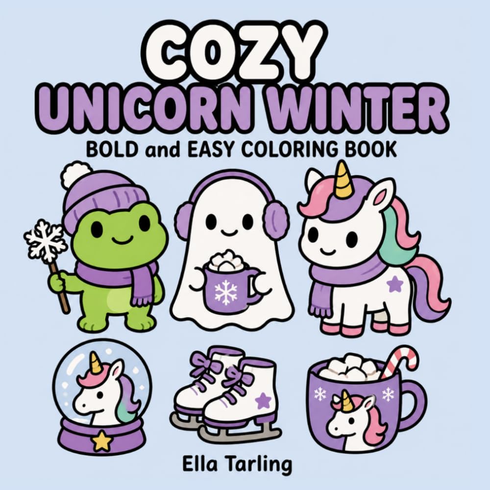 Cozy Unicorn Winter Coloring Book: Comforting Winter Coloring Pages for Calm Creative Breaks and Cozy Days (Cozy Animal Coloring Series)