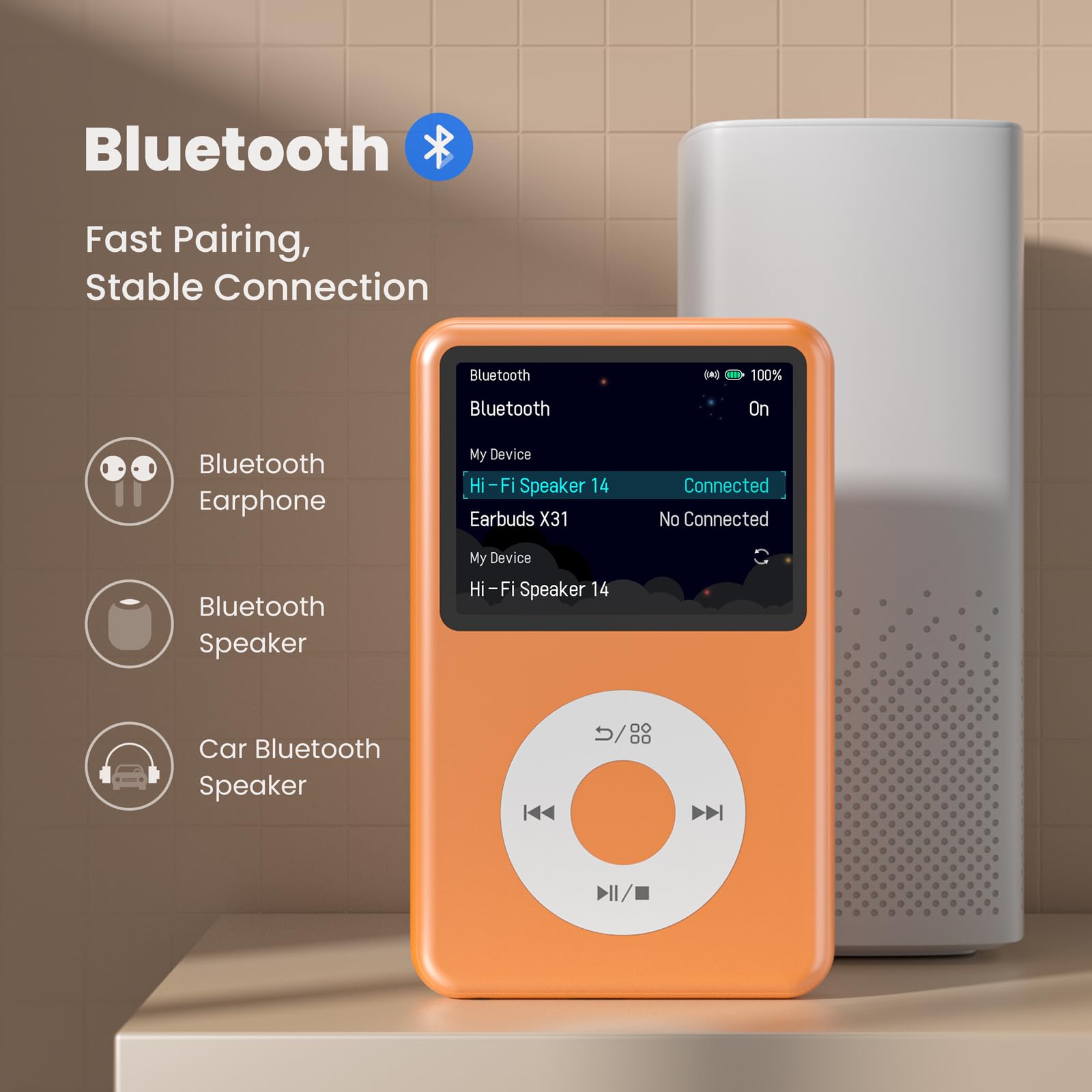 Leitor de MP3 com Bluetooth Y1 128G innioasis Leitor de música