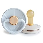 FRIGG Little Viking Natural Rubber Baby Pacifier 2-Pack | Made in Denmark | BPA-Free (Powder Blue/Cream,6-18 Months)