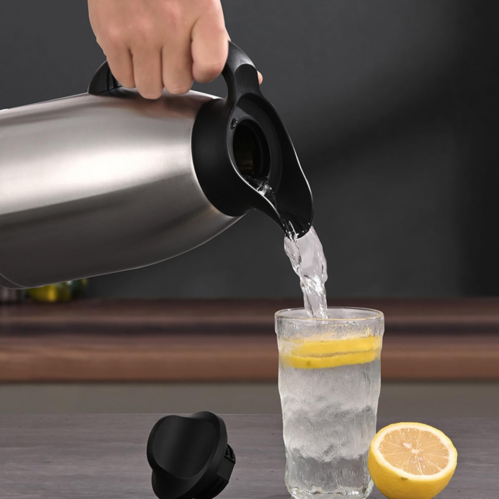 Jarra Térmica de Café con Tapa Jarra para Agua Y Té de Acero Inoxidable Termo con Aislamiento Al Vacío Dispensador de Líquidos Calientes Adecuada para, 3l