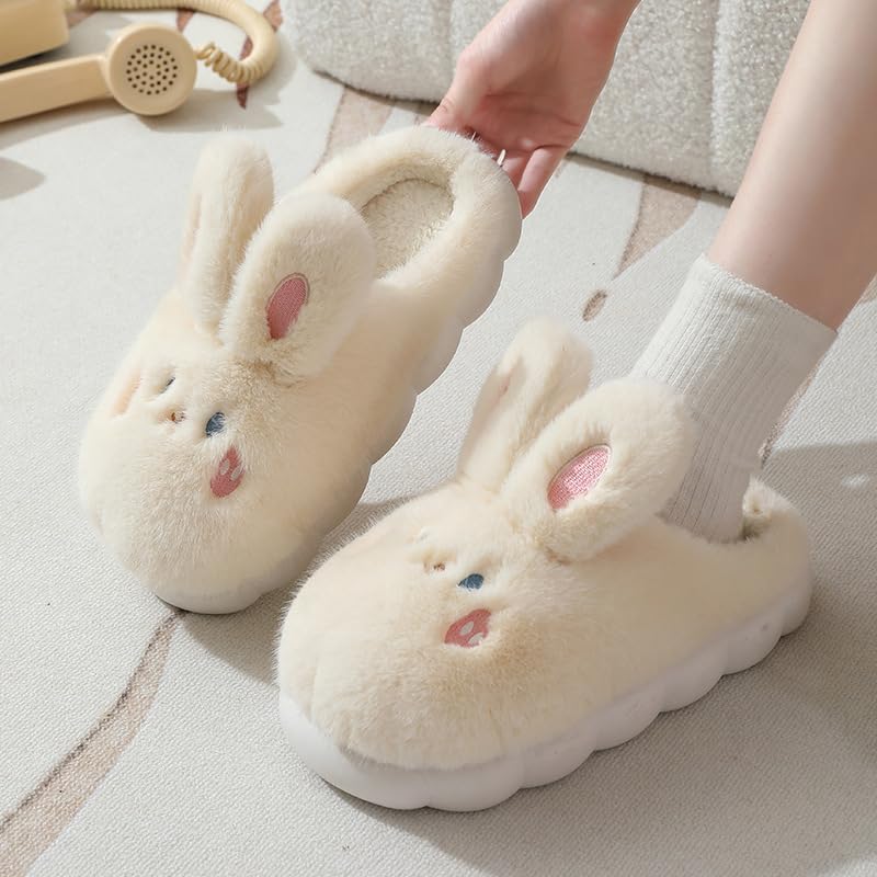 Women Cute Rabbit Warm Fuzzy Comfortable Indoor Anti slip Home Winter Soft Cotton Slippers Sandals2