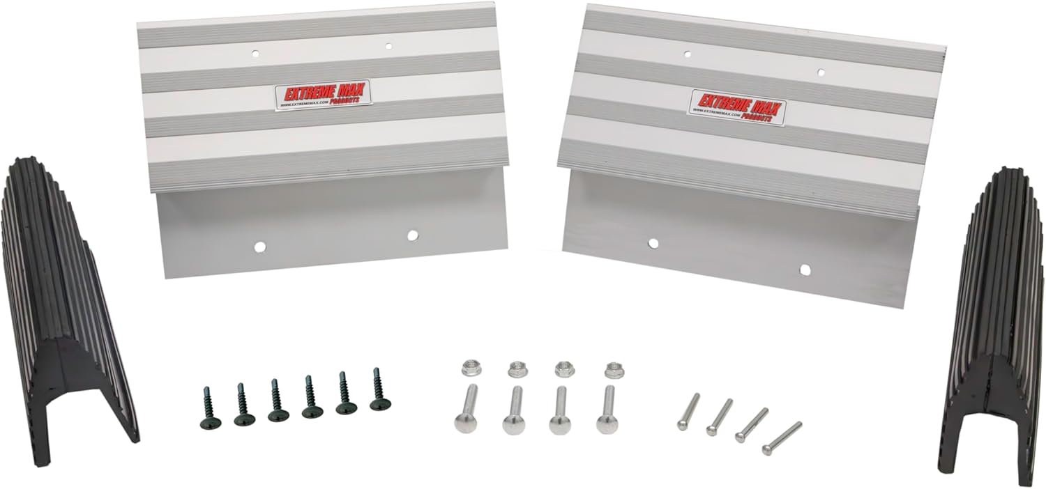 Extreme Max 5001.6804 Aluminum Ramp Kit for 2×12 Boards – Premium DIY Truck & Trailer Loading Kit with 12″ Ramp Ends, Rubber Caps & Mounting Hardware
