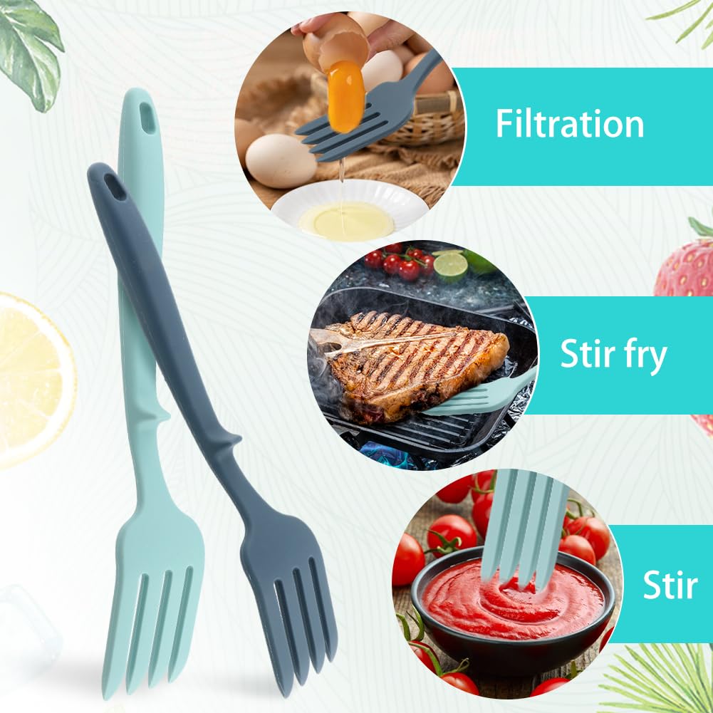 2pcs Silicone Flexible Forks Silicone Cooking Fork Heat Resistant 11.6 Inch Nonstick Blending Fork Ultimate Fork for Mix Ingredients, Mash Food(COLOR:blue) — Amazon image 5