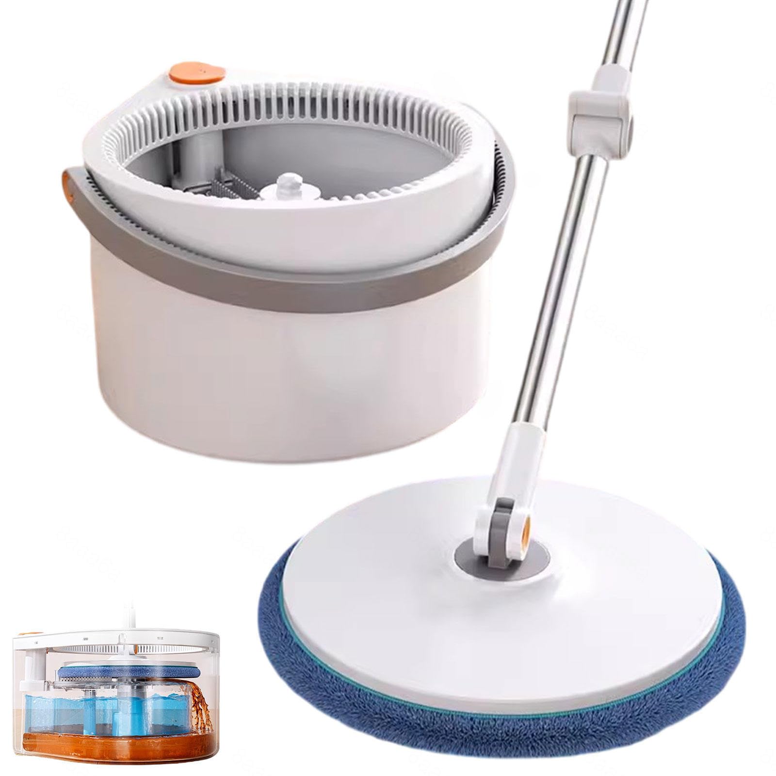 Juego de cubo y fregona giratoria para suelo plano con escurridor |separa el cubo de agua sucia y limpia y el trapeador para pisos secos/húmedos autolimpiante |Trapeador de limpieza de pisos manos