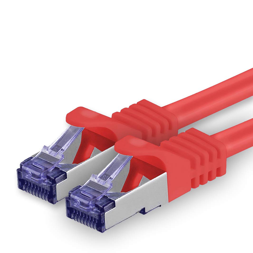 1aTTack.de Cat.7 Netzwerkkabel 15m - Rot - 1 Stück - Cat7 Patchkabel (SFTP/PIMF/LSZH) Rohkabel 10 Gb/s mit Rj 45 Stecker Cat.6a - 1 x 15 Meter Rot