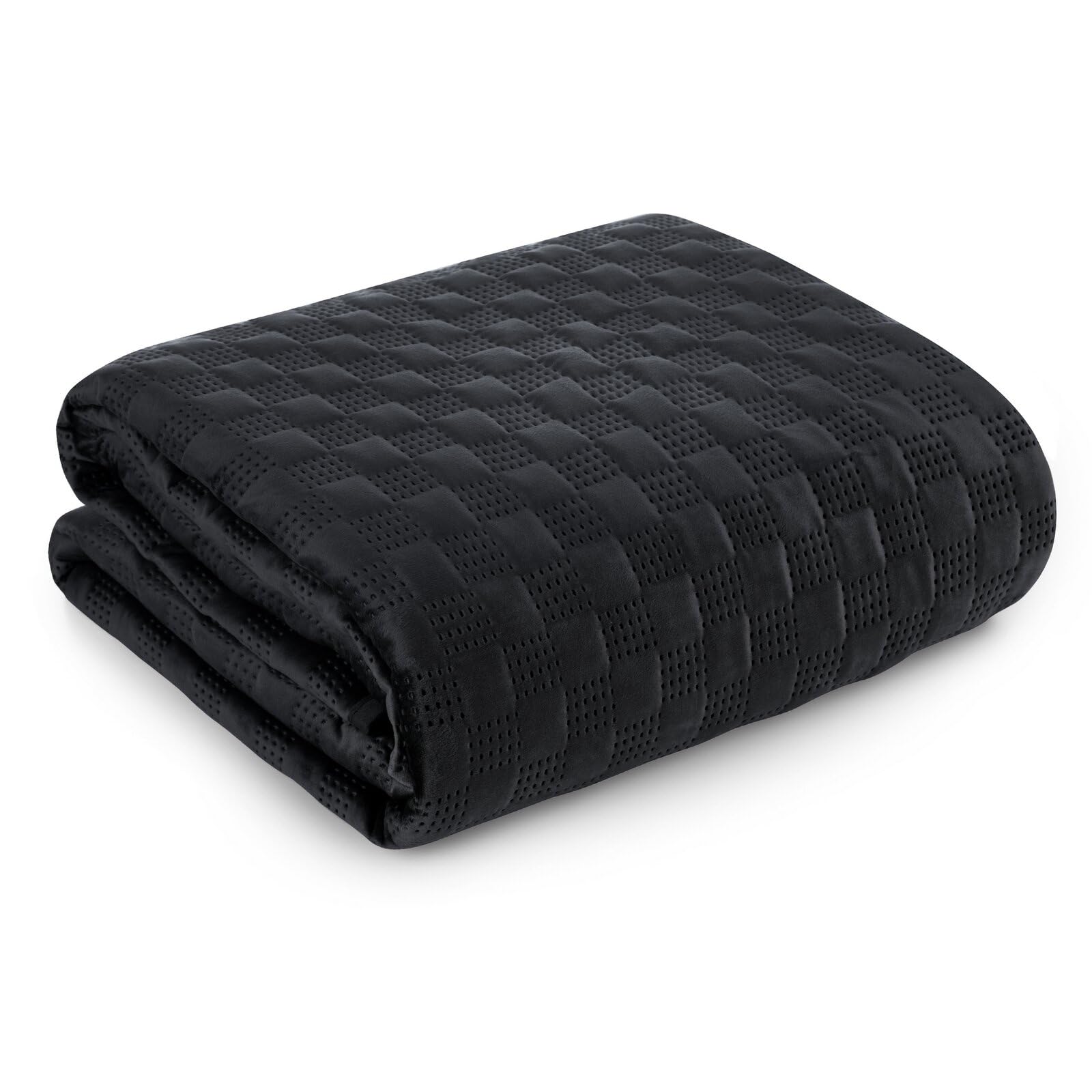 Karierte Bettdecke, Stillvolle Decke in Karomuster-Steppung, Velours Sofadecke, elegante Steppdecke, klassische Allzweckdecke, Samtdecke, Doppelbett, Sofadecke aus Samt (schwarz, 220 x 240 cm)