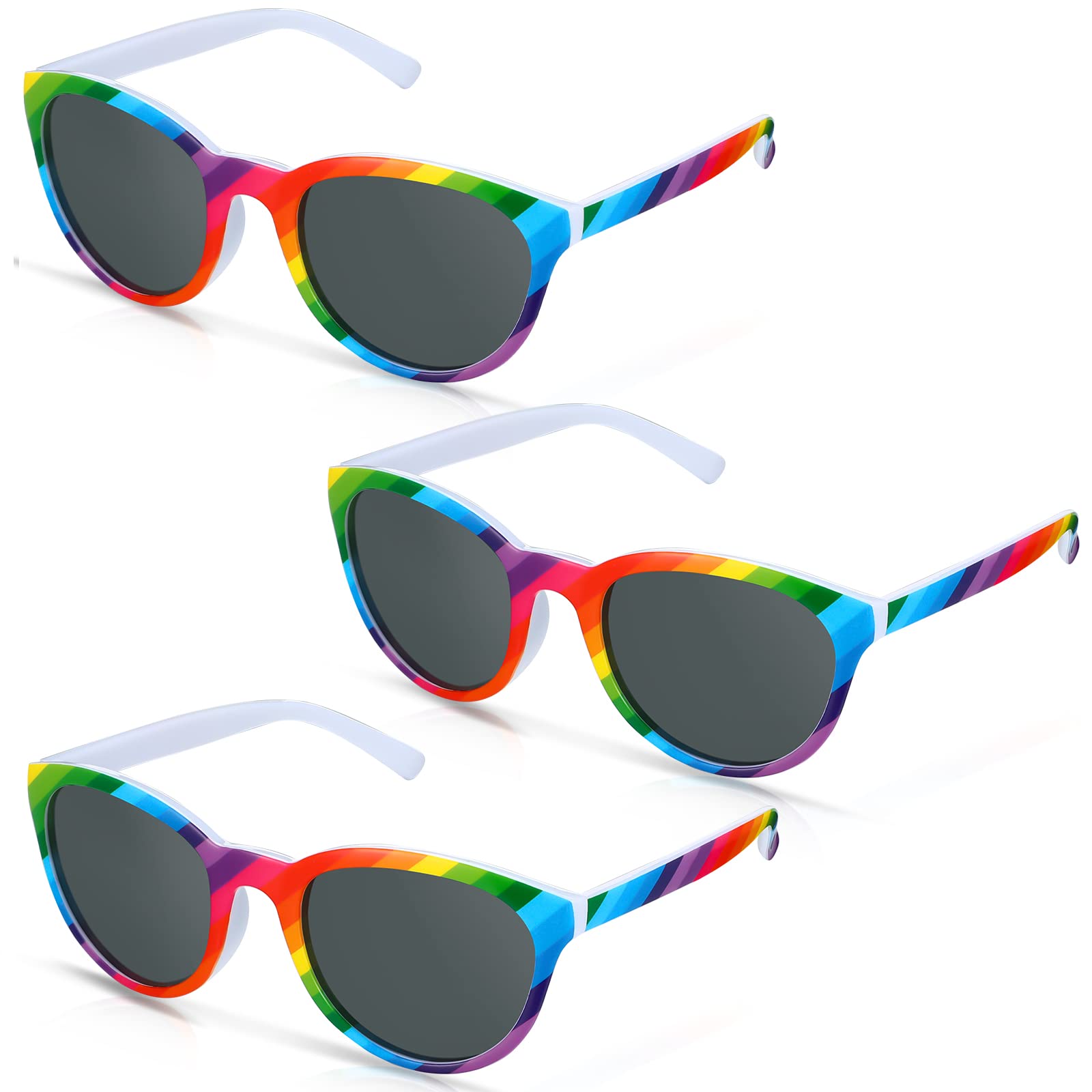 Xuhal 3 Pcs Rainbow Pride Sunglasses Colorful Retro Sunglasses LGBTQ Parade Accessories for Men Women Gay Day Themed Party