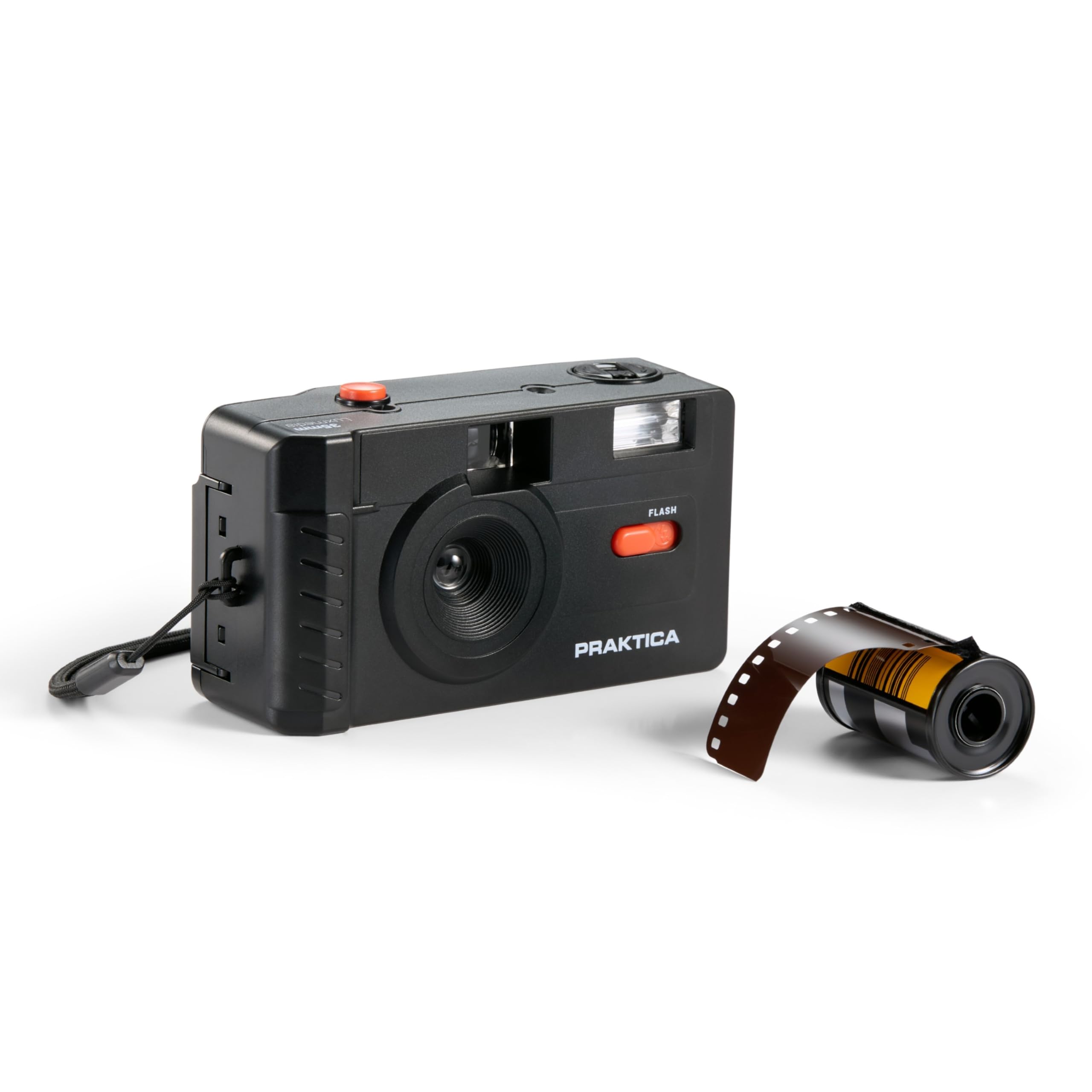 Praktica Reusable 35mm Film Camera with 36 Exposure Film Roll, Black - Retro Full Frame Focus Free Flash (Film & 1xAAA not included)
