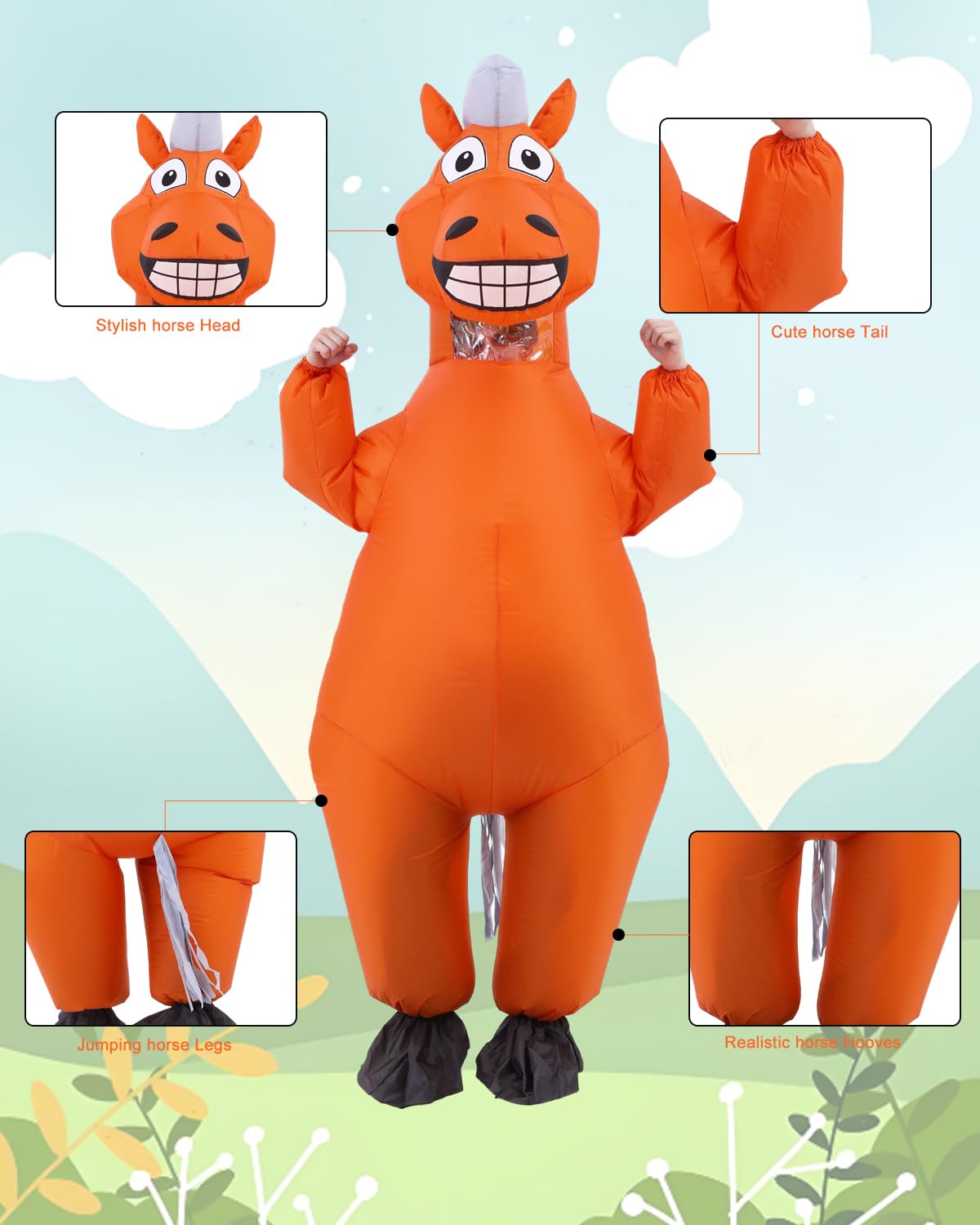 Costume de cheval gonflable pour adulte - Costume de cowboy gonflable pour adultes - Costume gonflable pour adultes - Costume amusant pour Halloween, Noël, carnaval