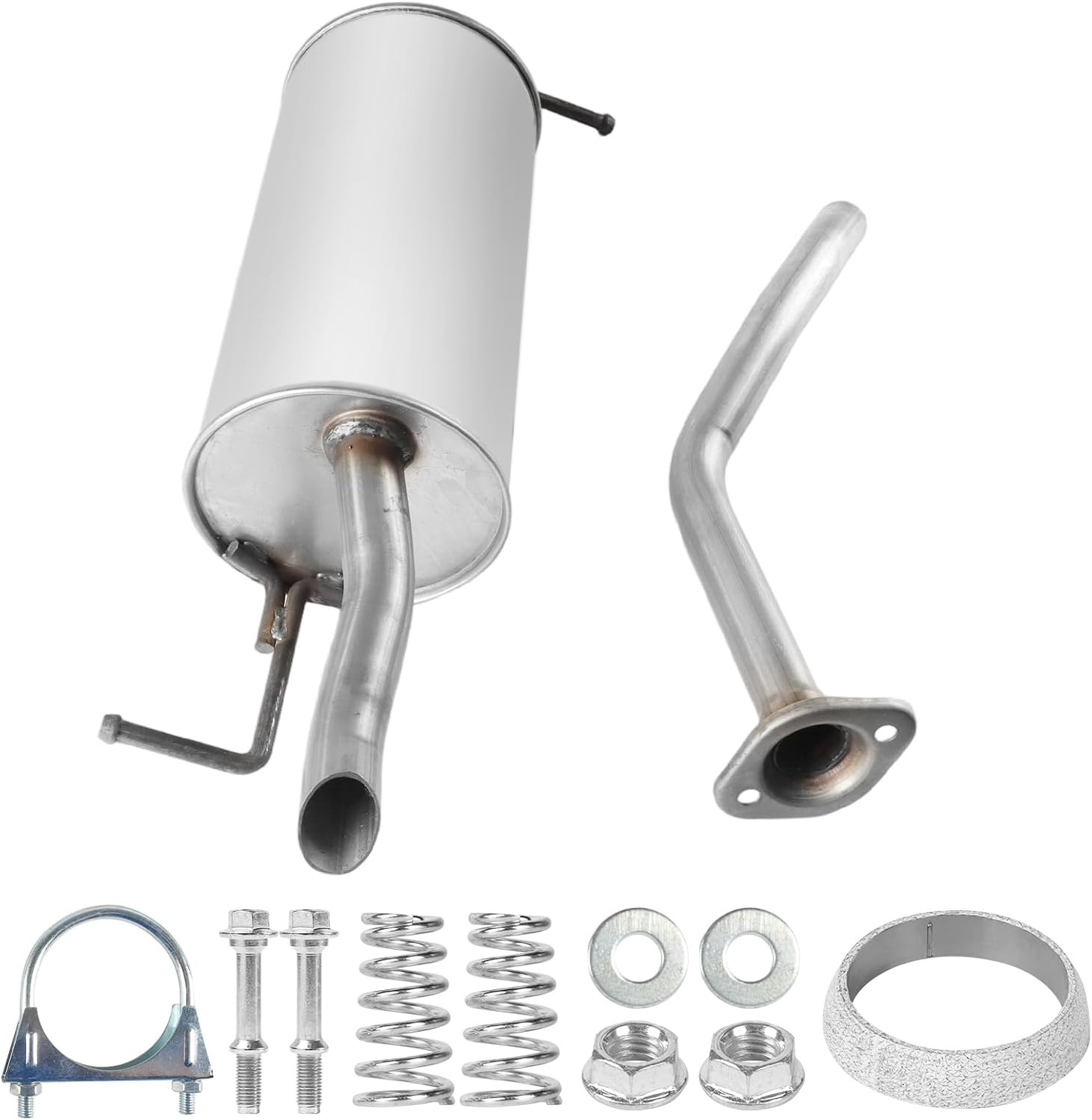 Rear Exhaust Muffler Assembly Fit for 2004-2009 Toyota Prius 1.5L | Stainless Steel Direct Fit Replacement Parts Includes Gasket and Spring Bolt kit