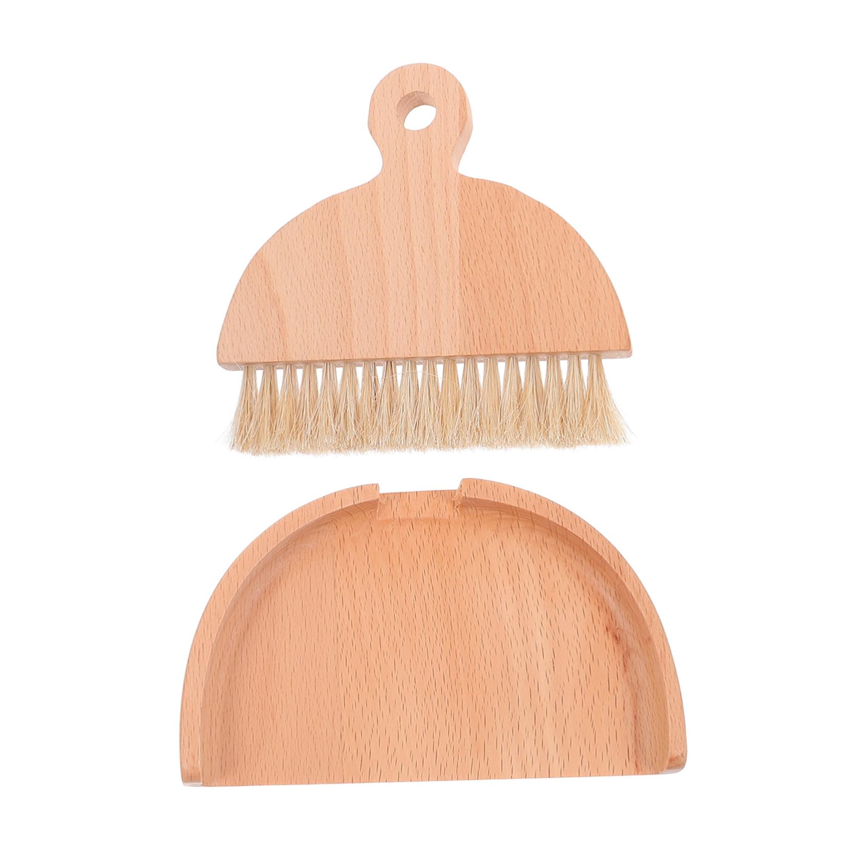 Cabilock 1 Set Dustpan Brush Portable Hand Broom Hand Broom Dust Pan Small Brush Hand Broom Crevice Cleaning Tools Sweeping Hand Broom Mustache Hand Broom Small Cleaning Brush Wooden White