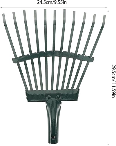 Miniatura 4 de POPETPOP Cabezal de rastrillo de hojas de jardín, cabeza de rastrillo de césped de 11 dientes, cabeza de rastrillo de arbusto, cabeza de rastrillo