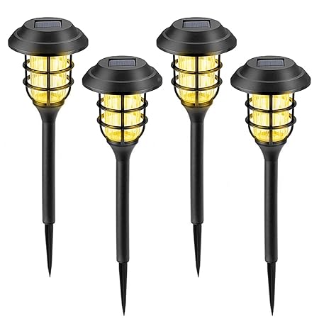 Epyz Solar Garden Lights, Outdoor Solar Landscape Lights, Waterproof Outdoor Solar Lights Walkway for Patio, Lawn, Yard and Landscape [ Pack of 4, Warm Yellow Light ]