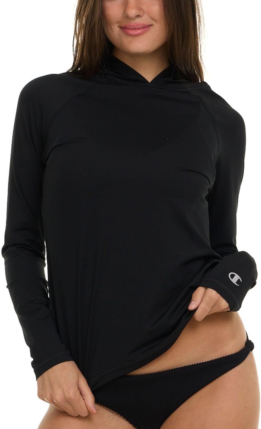 Champion Rash Guard for Women with Hood, Long Sleeve Hoodie Swim Shirts for Women, Quick Dry UPF 50+ SPF Sun & UV Protection
