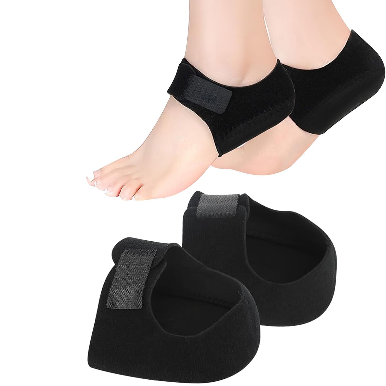 Tufexigo Heel Spur insoles, 2 PCS Gel Heel Protectors Heel Pads, Heel Spur Bandage Heel Protection Silicone Heel Protector Suitable for Heel Analgesia Stress Relief（Black S）