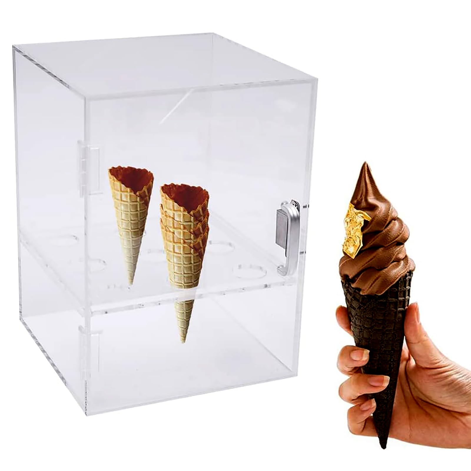 Support pour cornet de crème glacée, 9 trous, transparent, pour gaufre, idéal pour les magasins de desserts et les foires de crème glacée