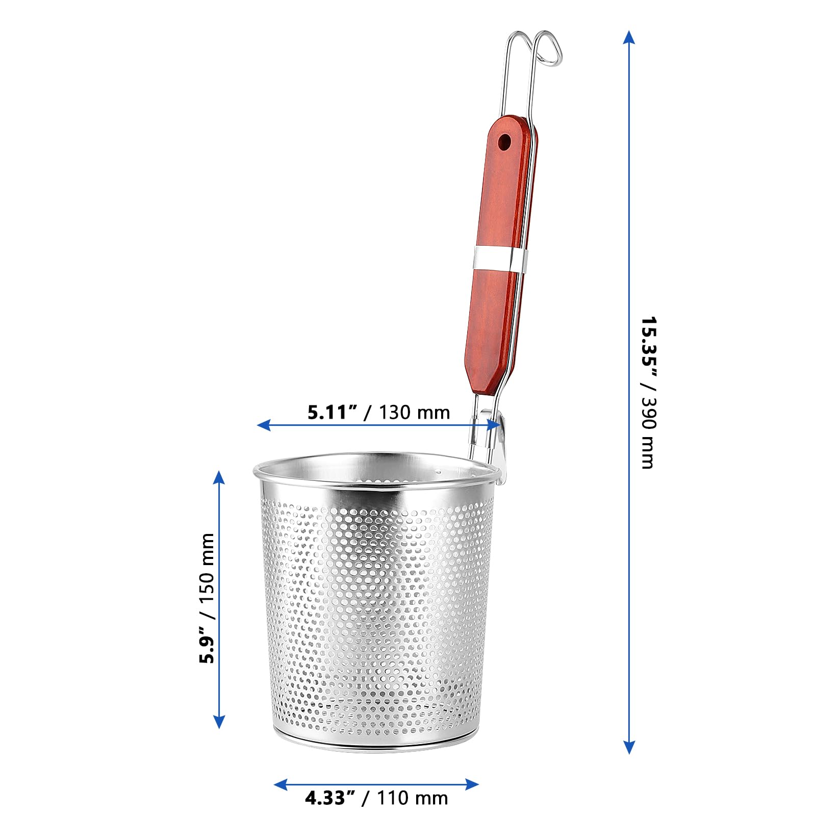2 pezzi di filtro per pasta in acciaio inox, cestini per pentola pasta microforato con manico, Colino per gnocchi per noodles, cucina Strainer, diametro 13 cm