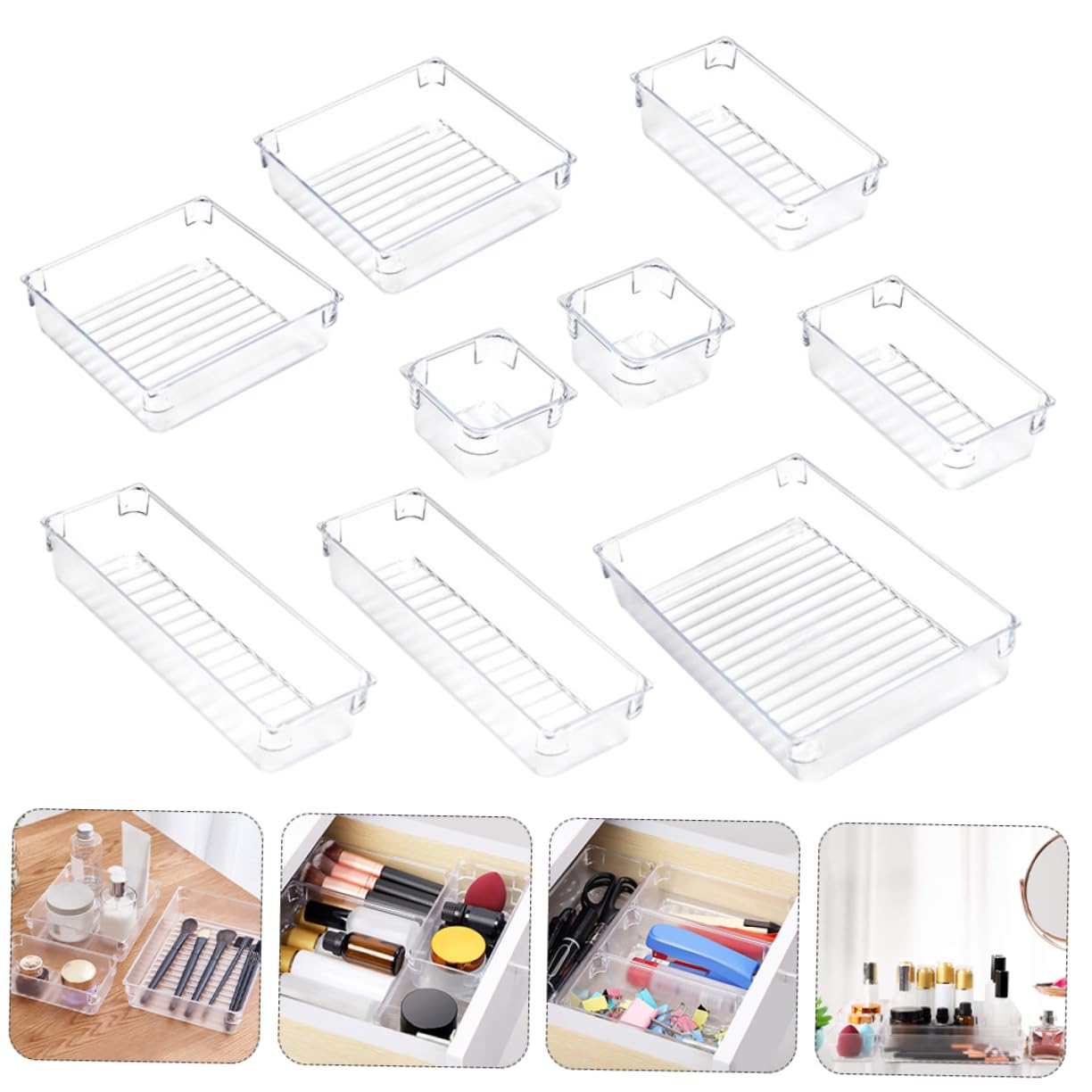 Veemoon Set 1 Contenitori di Archiviazione in Plastica per Organizzazione Multiuso Scrivania e Cucina Resistente All'impatto