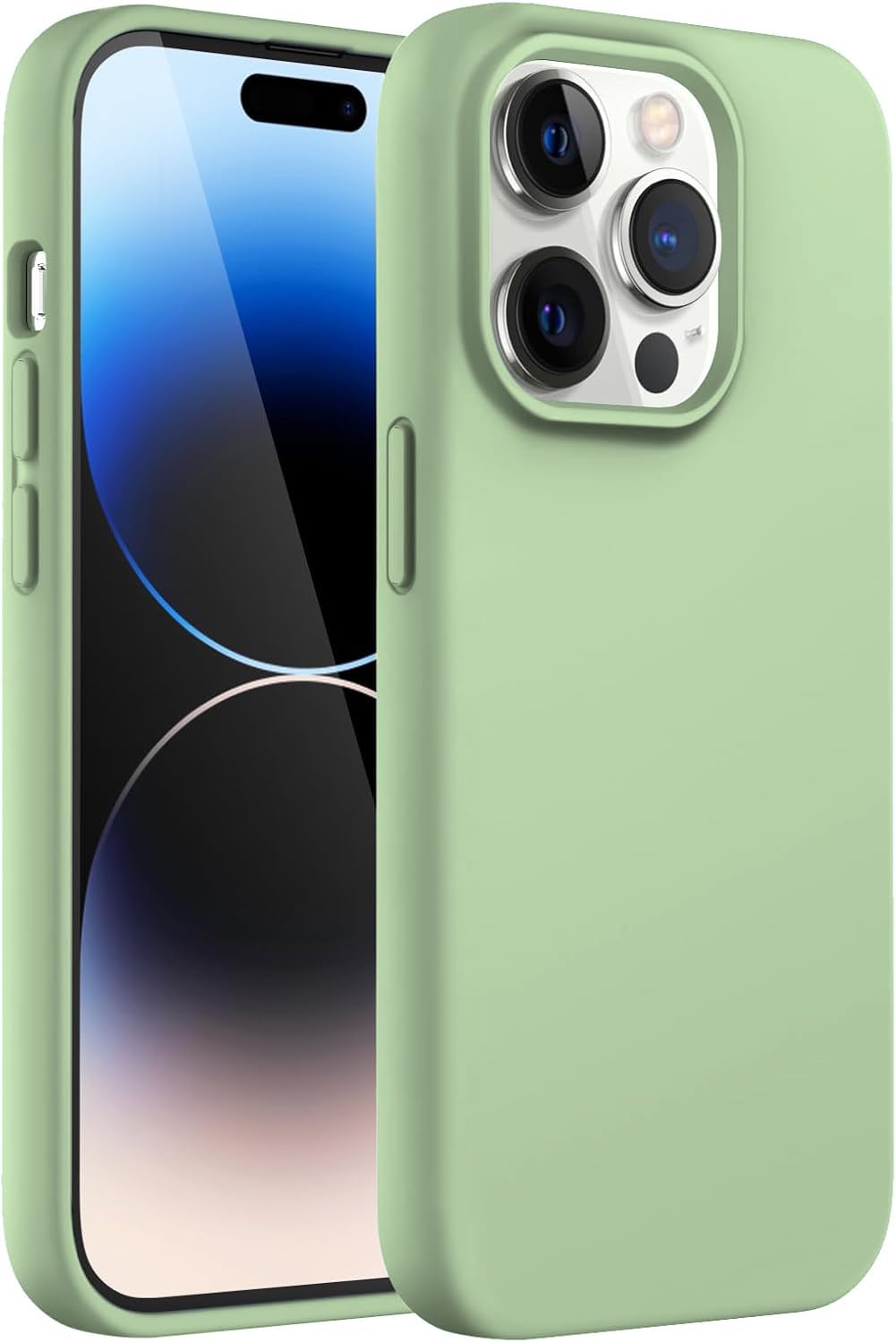 DIZORO® Silicone Back Case for iPhone 14 Pro Max, Soft-Touch Phone Microfiber Silicone Back Cover for iPhone 14 Pro Max-Matcha