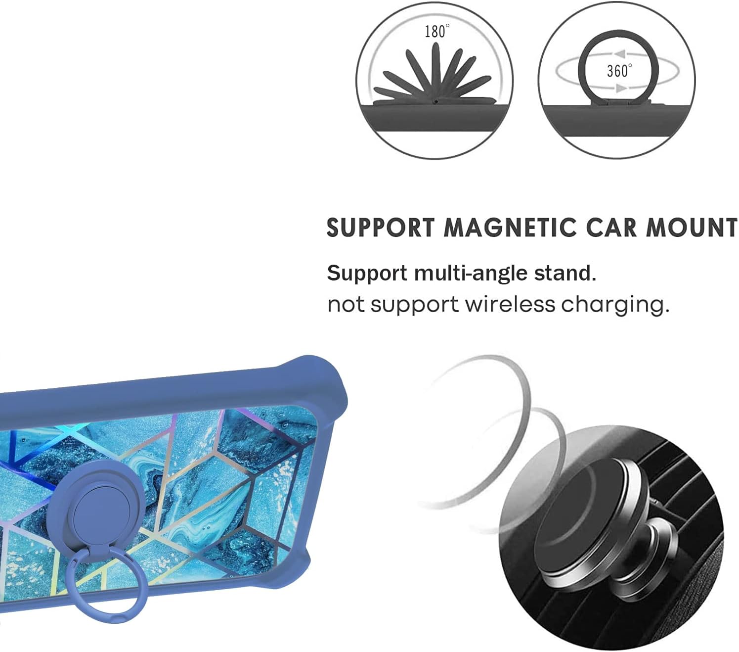 Case for Peaq PSP 400 Case Compatible with Peaq PSP 400 Phone Case Cover [with Tempered Glass Screen Protector][PC + TPU 2 in 1][Ring Support] [Colorful Reflect Light] IMDL-LS