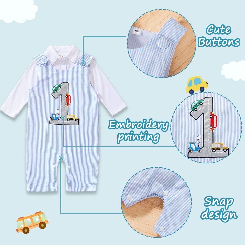 XIFAMNIY Infant Baby Boy 1st Birthday Striped One-Piece Sleeveless Cotton Romper Summer Jumpsuit Clothes… - Image 2