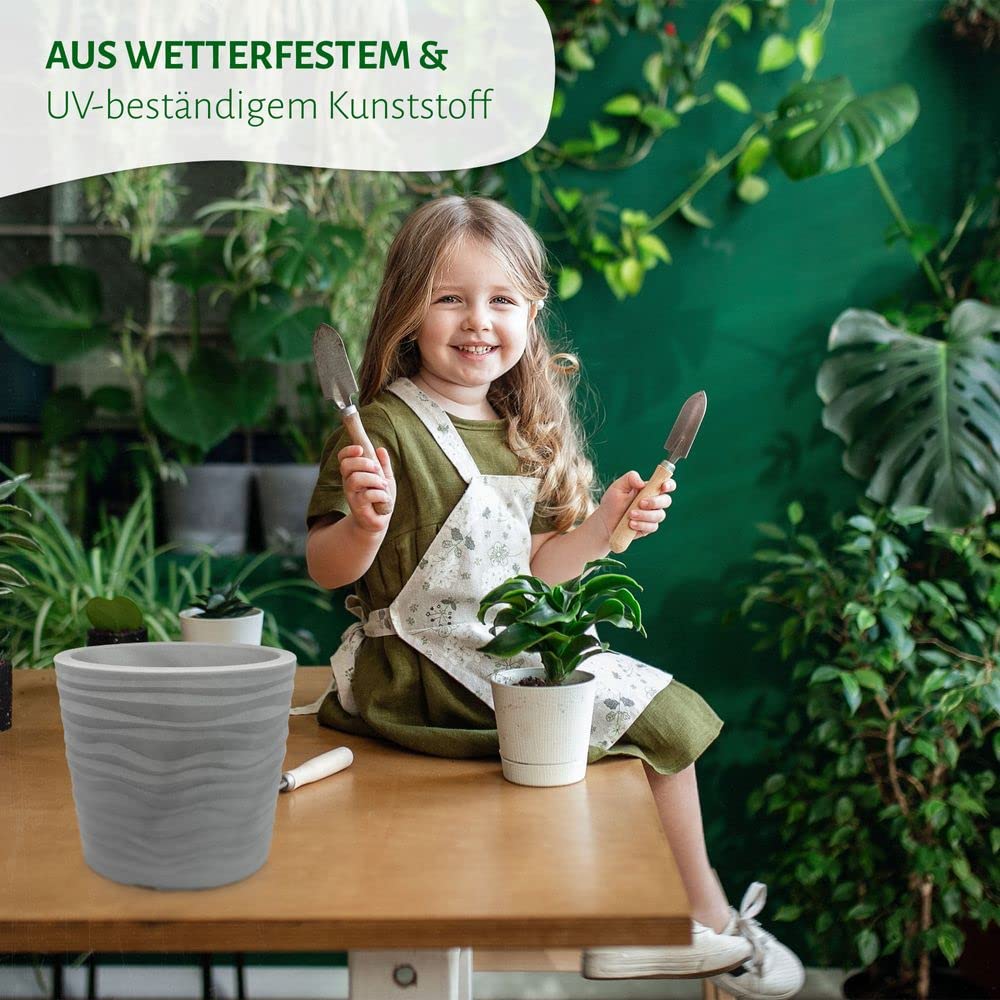 MePla - Blumentopf Trento - runder Pflanzkübel - wetterfestes Pflanzgefäß - UV-beständiger Blumenkübel - Pflanzentopf - Kübel - ø 50 cm - anthrazit