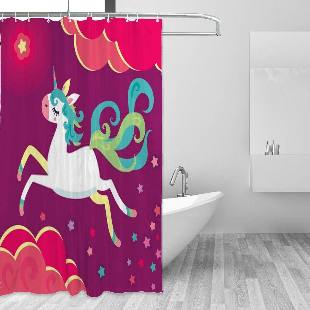 Rideau de douche licorne pour émerveiller les enfants sous la douche en tissu