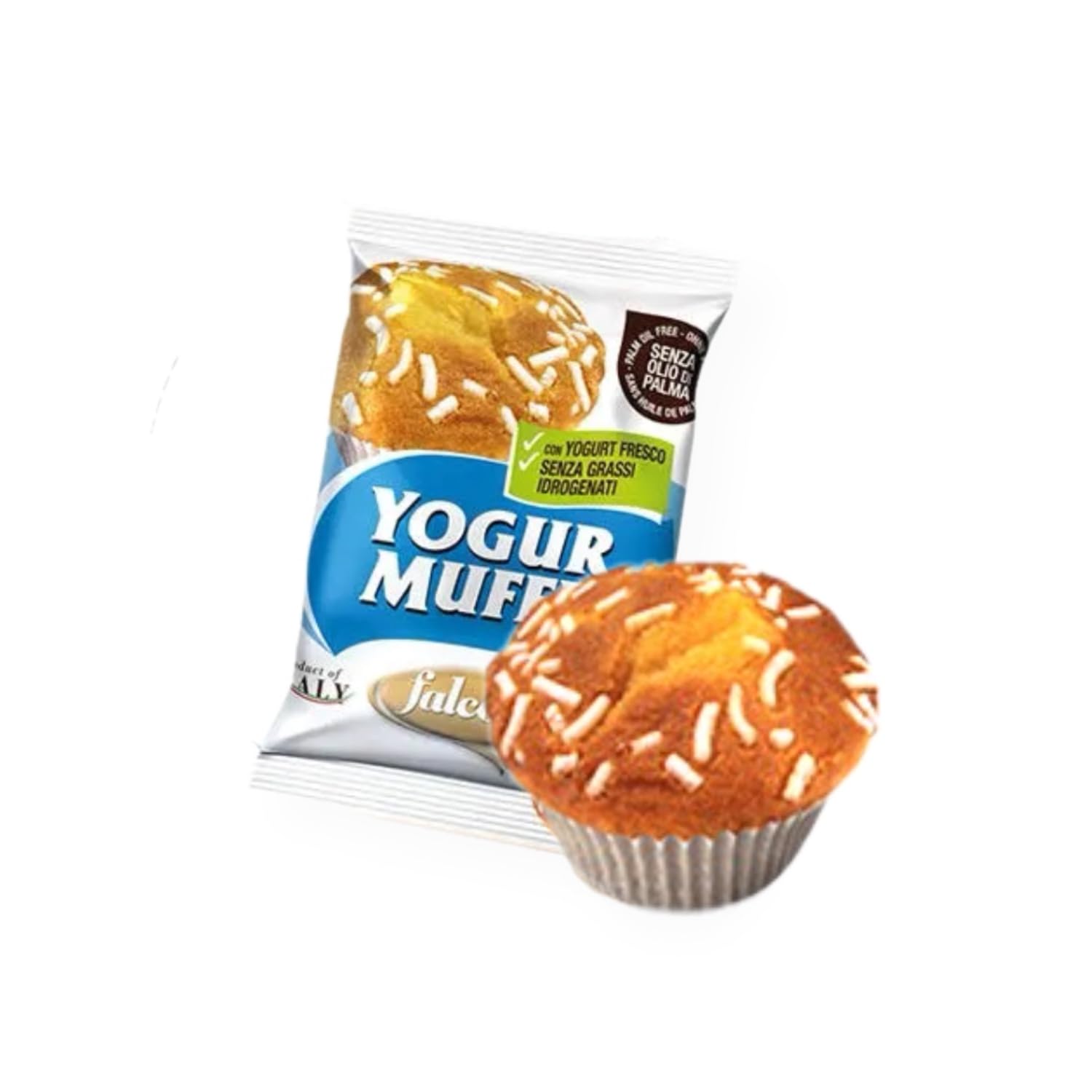 Falcone® | Muffin con Farcitura Yogurt Intero | Muffin Soffice Senza Olio di Palma - 18 x 50 Gr
