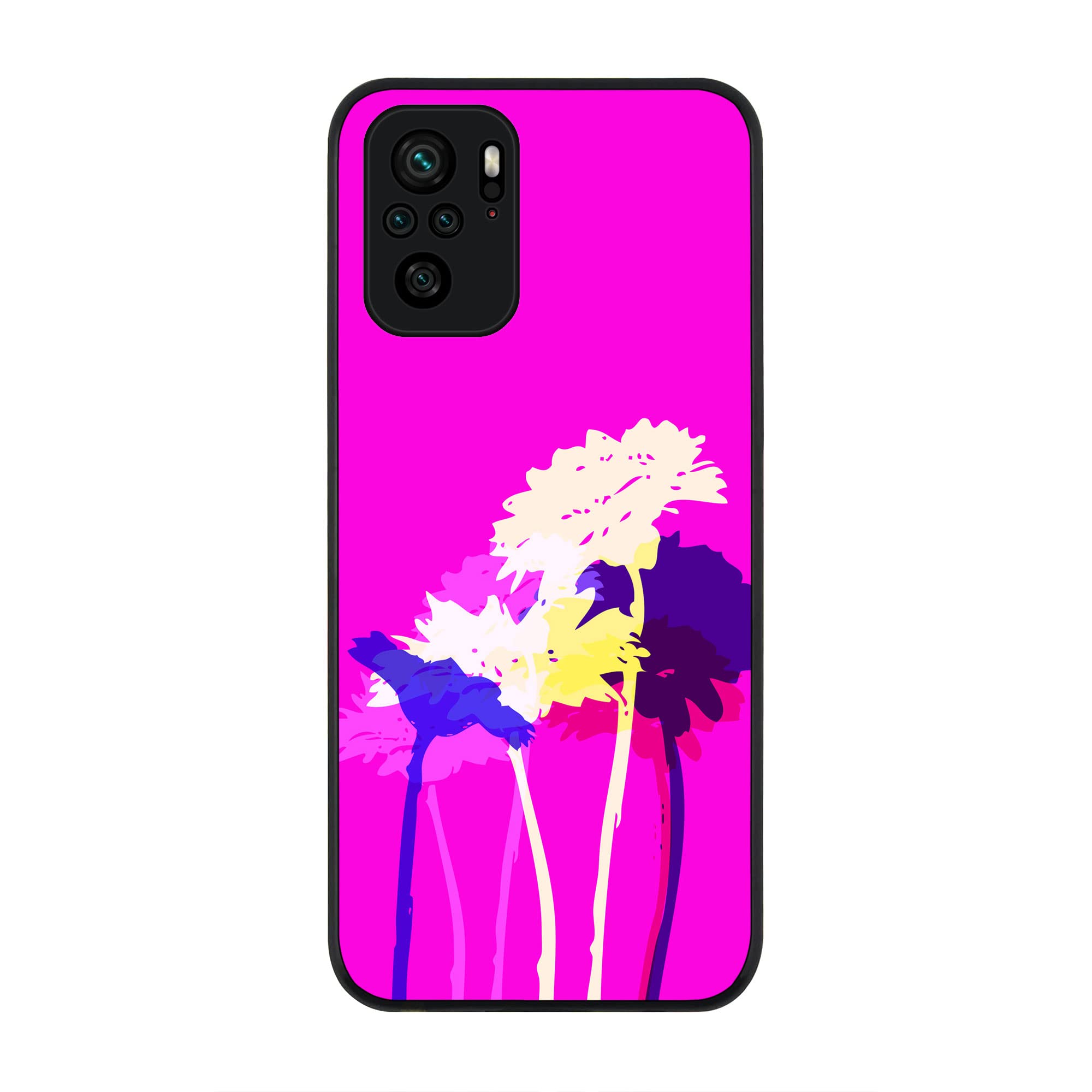 Stylizedd Rugged Black Edge Case for Redmi Note 10S / Redmi Note 10 4G, Slim fit Soft Case Flexible Rubber Edges Anti Drop TPU Gel Thin Cover - Bleeding Flowers (Pink)
