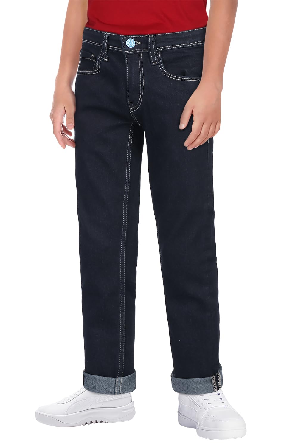 Allen Solly Pantalones de mezclilla para niño, Negro claro, 15-16 años