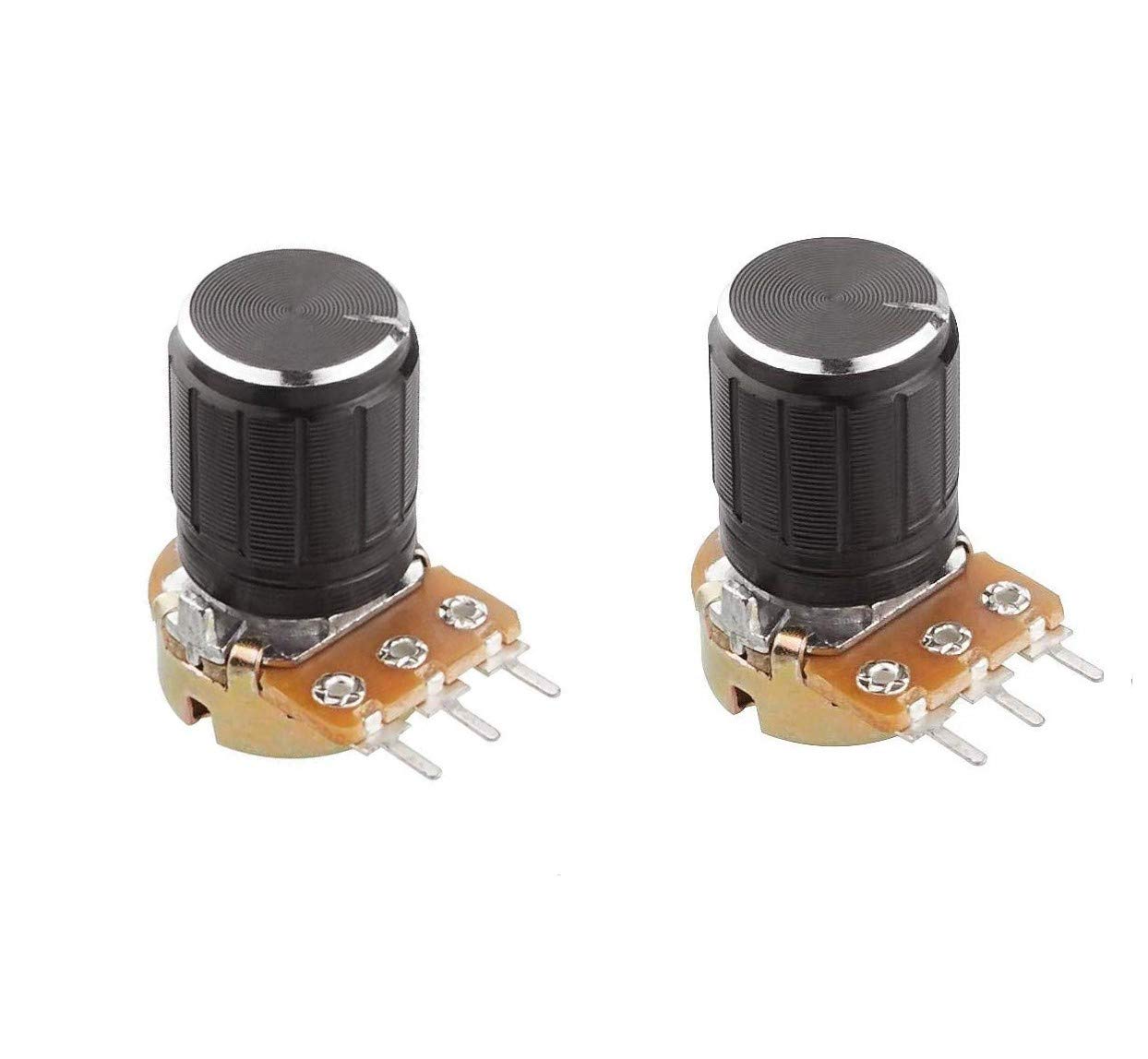 WH148 Lineares Drehpotentiometer B10K 3 Pin Ohm + 20 Stück schwarze Kunststoffknöpfe