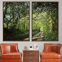 2 Piece Framed Canvas Wall Art Brown Forest Canvas Prints Home Artwork Decoration for Living Room,Bedroom - 16