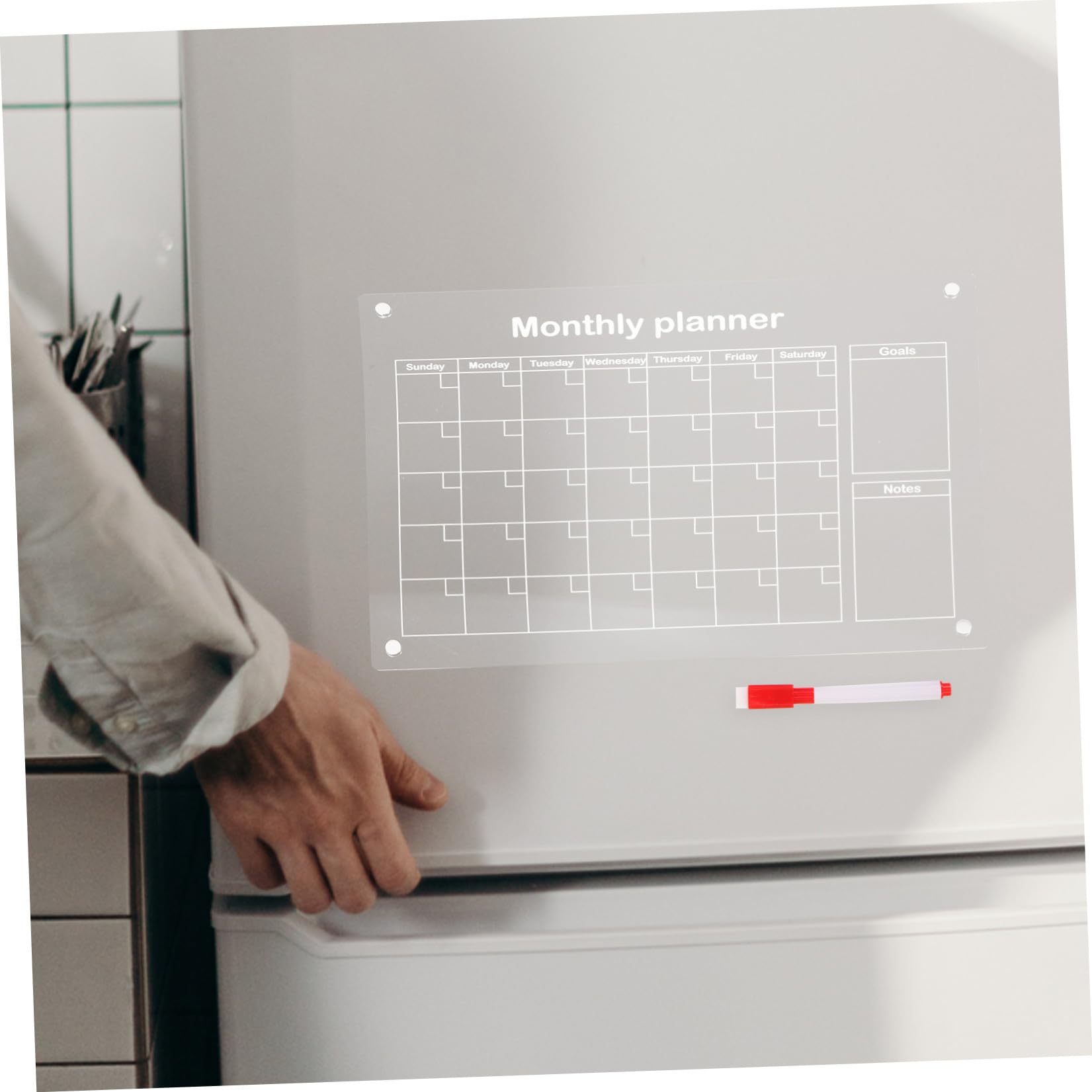 Tablero De Notas Magnético Pizarra Acrílica Transparente Para Nevera Tablero De Planificación De Borrado Seco Reutilizable Para Cocina Oficina Con Marcadores