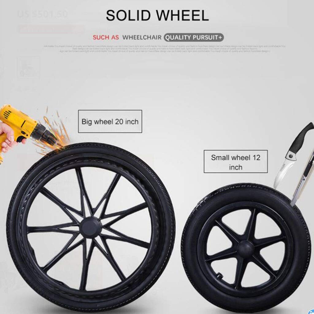 MU Sedia a Rotelle Trolley Scooter, Semoventi con Non-Pneumatiche Ruote Doppio Freno Regolabile Pedale Disabili/Anziani Semoventi Cameriere Trolley,a,a