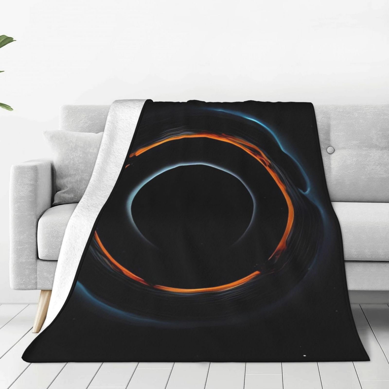 Couverture en flanelle noire 203x152 cm jeté de lit doux pour chambre à coucher