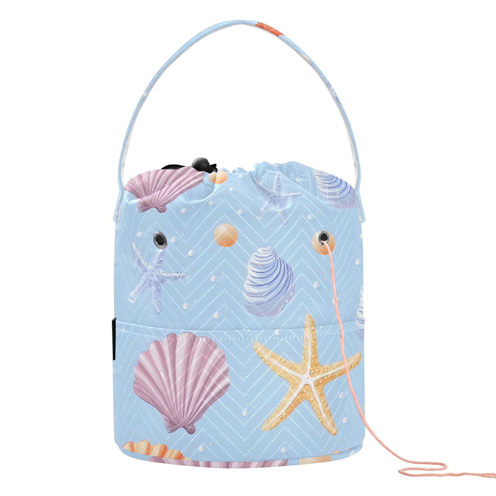 Yarn Storage Bag Small Crochet Bag Knitting Bag Organizer Shells Starfish Yarn Bags for Crocheting Basket