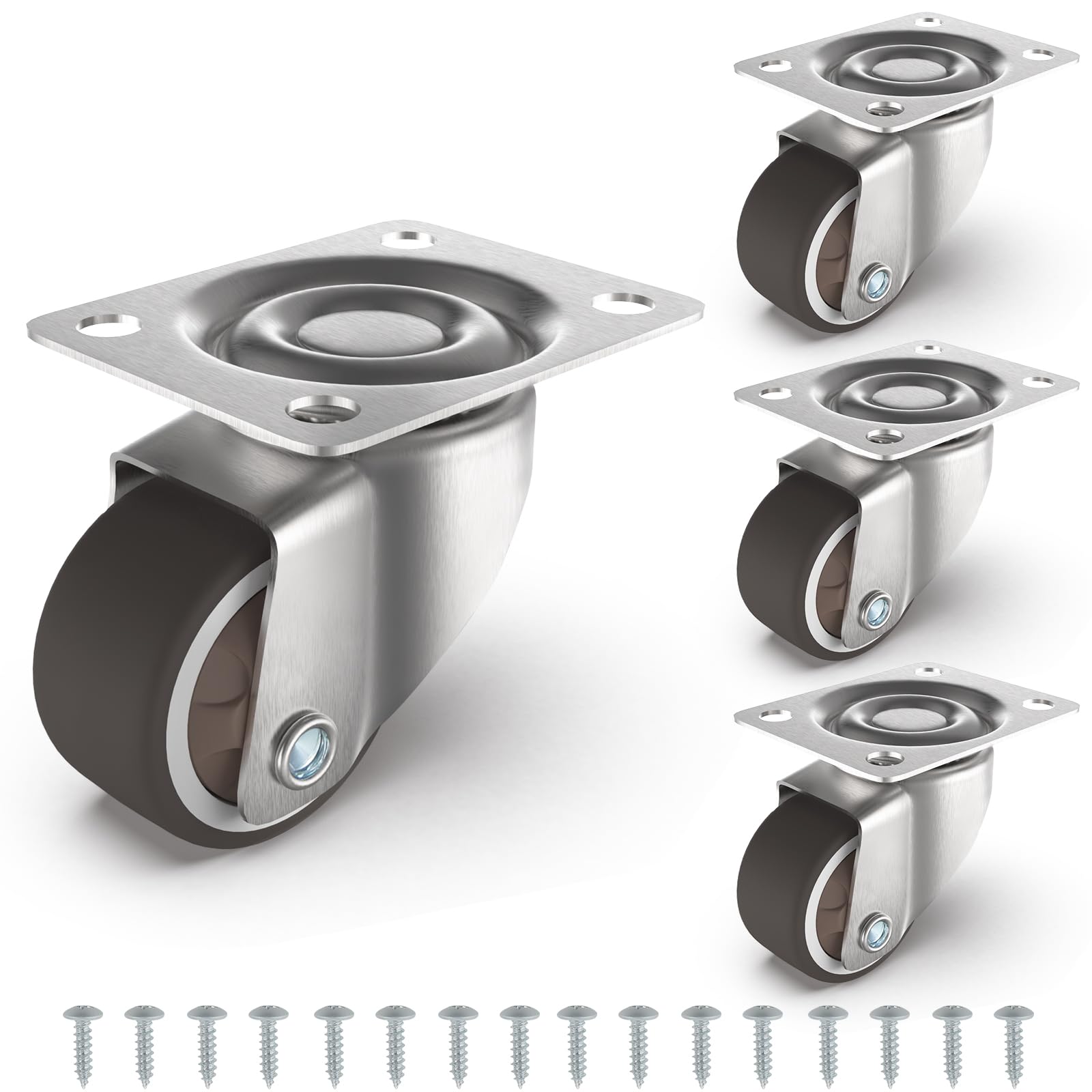 Nfbcxutkw 5 1" Mini Low Profile Swivel Plate Casters, Tpr Furniture Wheels