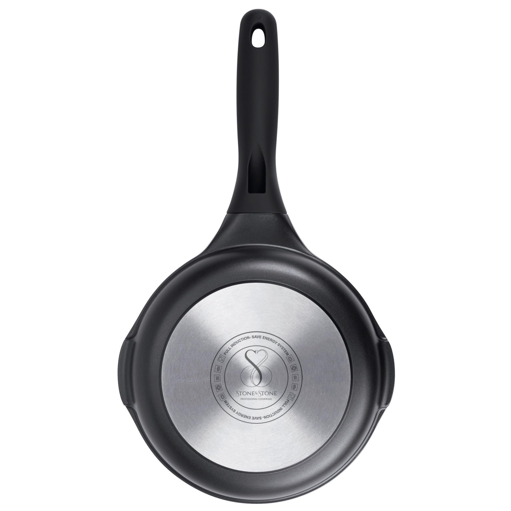 Stone&Stone Set 4 Padelle Antiaderenti 20cm/24cm/28cm/32cm, Batteria di Padelle Professionale, Induzione e Gas, Rivestimento Tedesco Super Antiaderente, Senza PFAS, PTFE e PFOA + 4 Coperchi 4 Utensili