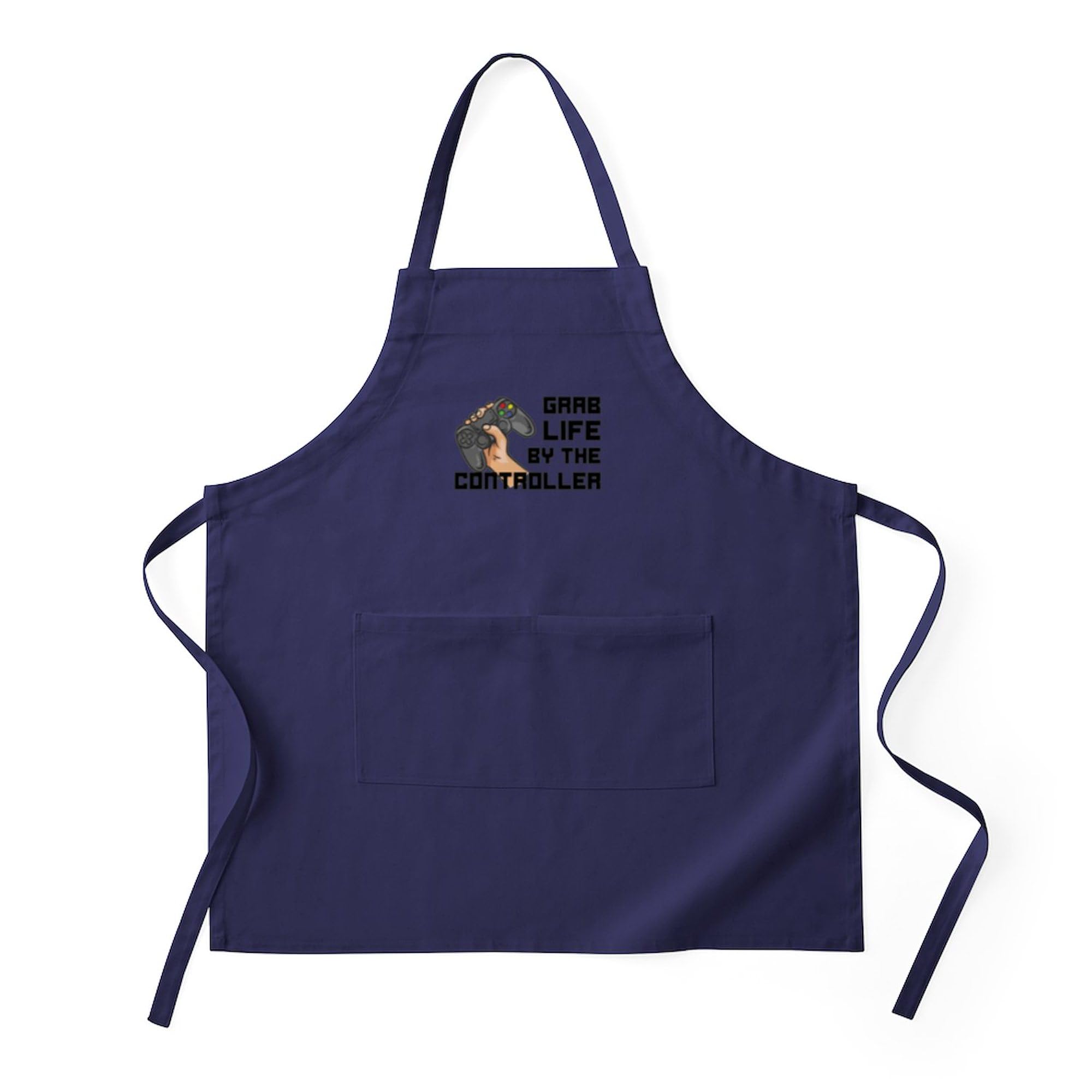 CafePress Grab Life By The Controller Kitchen Apron with Pockets, Grilling Apron, Baking Apron