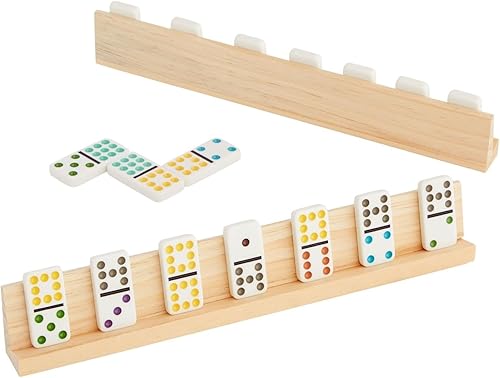 Miniatura 7 de Juvale Dominoes Holders Set of 4 Wooden Trays - 13-Inch, Natural Wood - Customizable Unfinished Racks for Mexican Train Accessories
