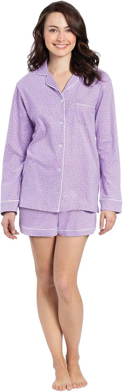PajamaGram Pajamas for Women Cotton - Soft Womens PJs Sets, Lavender, S, 4-6