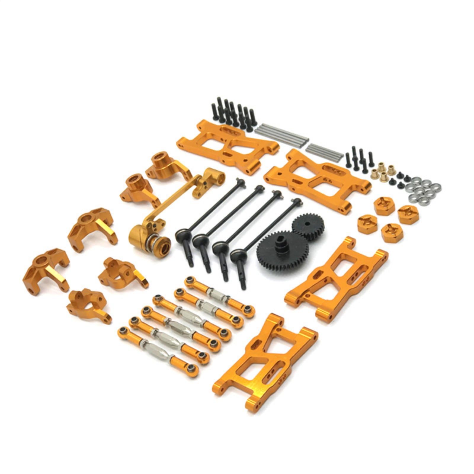 Vehículo Industrial Conjunto de Piezas Metálicas RC Kit de Mantenimiento Juego de Repuestos con Brazos de Aluminio Bieletas Bujes Engranajes y, Dorado