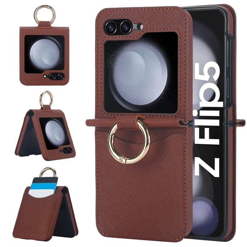 Étui Samsung Galaxy Z Flip 3 portefeuille marron idéal pour vos sorties
