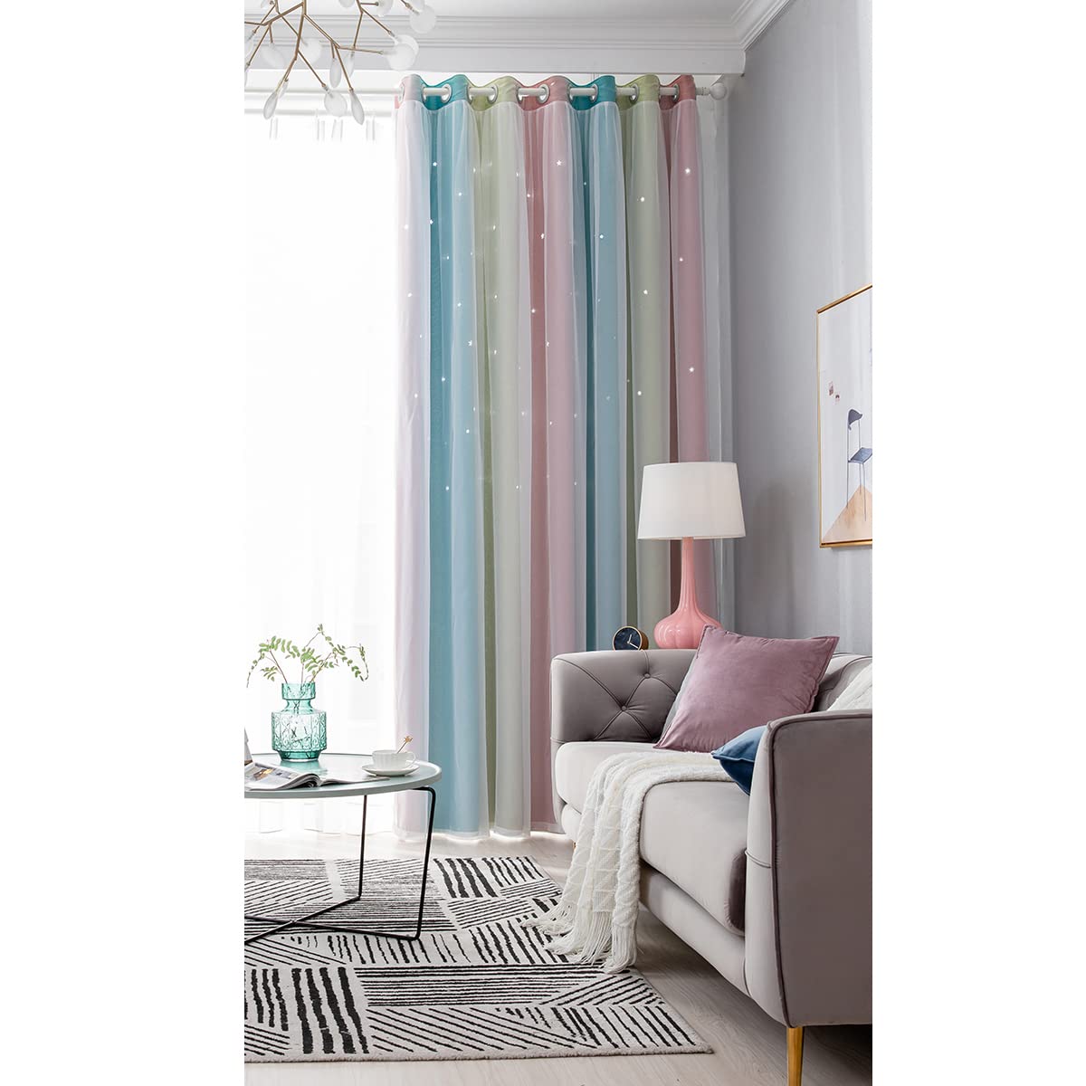 ele ELEOPTION Stars Blackout Curtains, Cut Out Stars Drapery with Eyelet