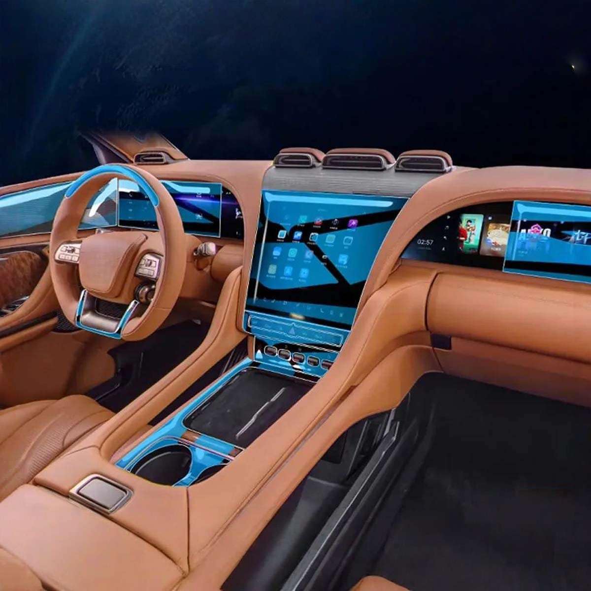 Car Interior Center Console Media Dashboard Navigation TPU Protector Film Anti-Scratch, for BYD YANGWANG U8 2024 2025