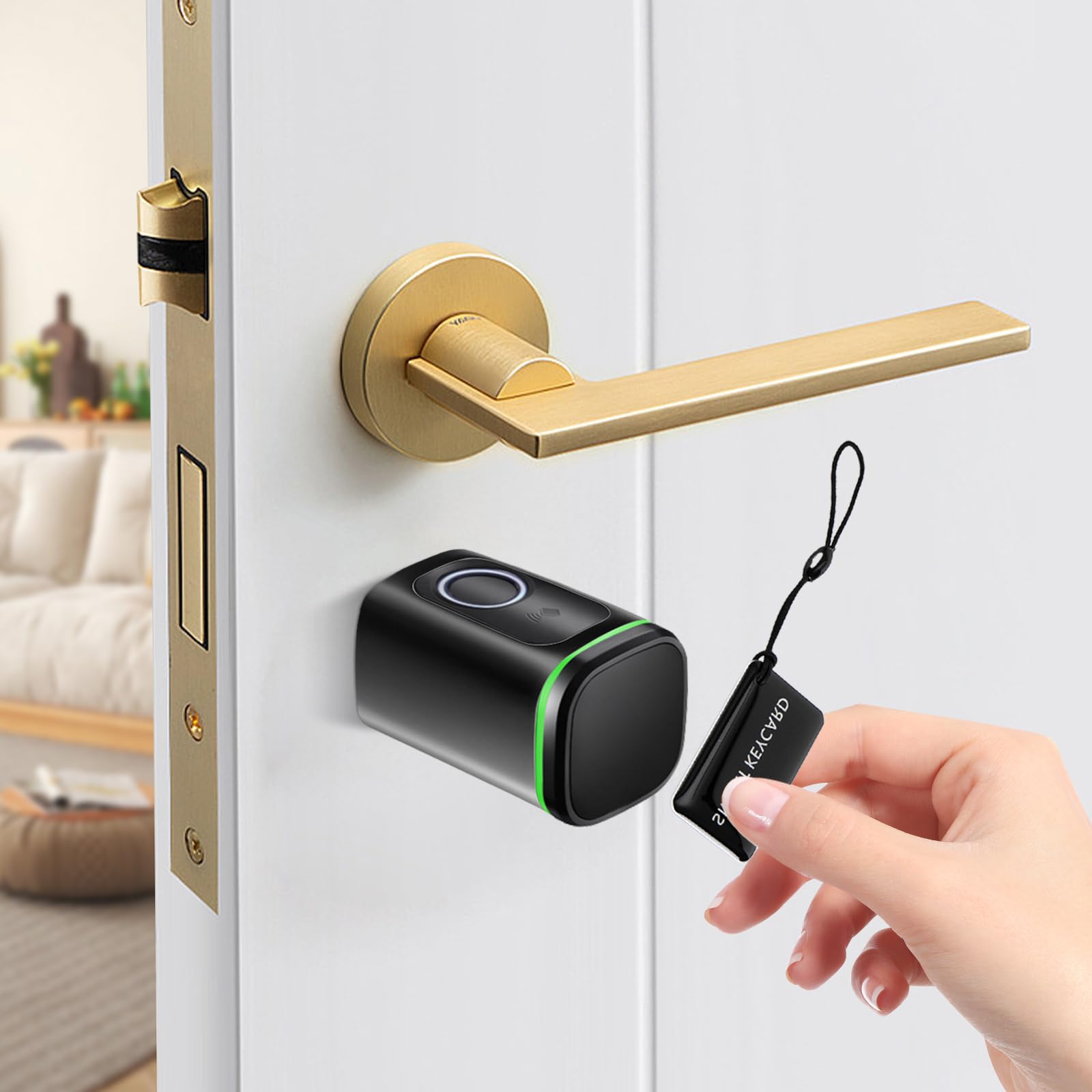 Cylindre de serrure intelligent, à empreintes digitales, serrure électronique avec empreinte digitale, 60 mm, avec 2 cartes clés, prise en charge de l'application Smart Life, IP53