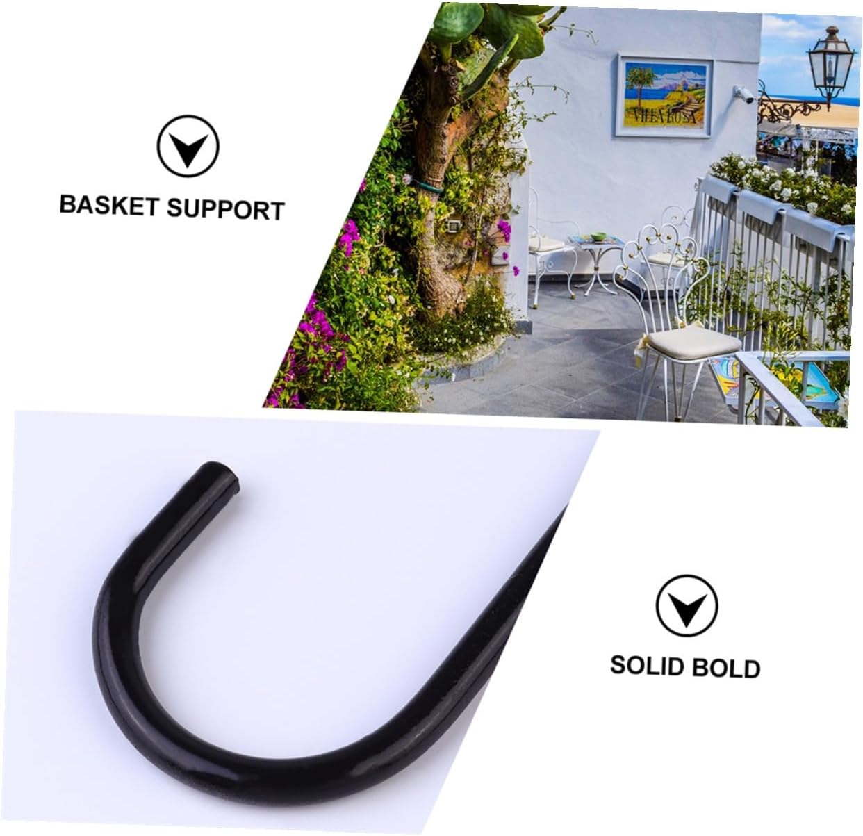 8pcs Black Iron Window Box Planter Brackets Wall-Mounted Hanging Flowerpot Hooks for Balcony Garden Outdoor Décor 3-8 Inch Hanging Basket Holders
