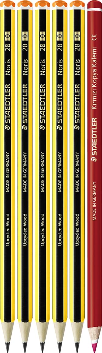 Staedtler 120-0 Noris 2B Kurşunkalem (5 Adet) & 13144-23LN & Kırmızı Kopya Kalemi