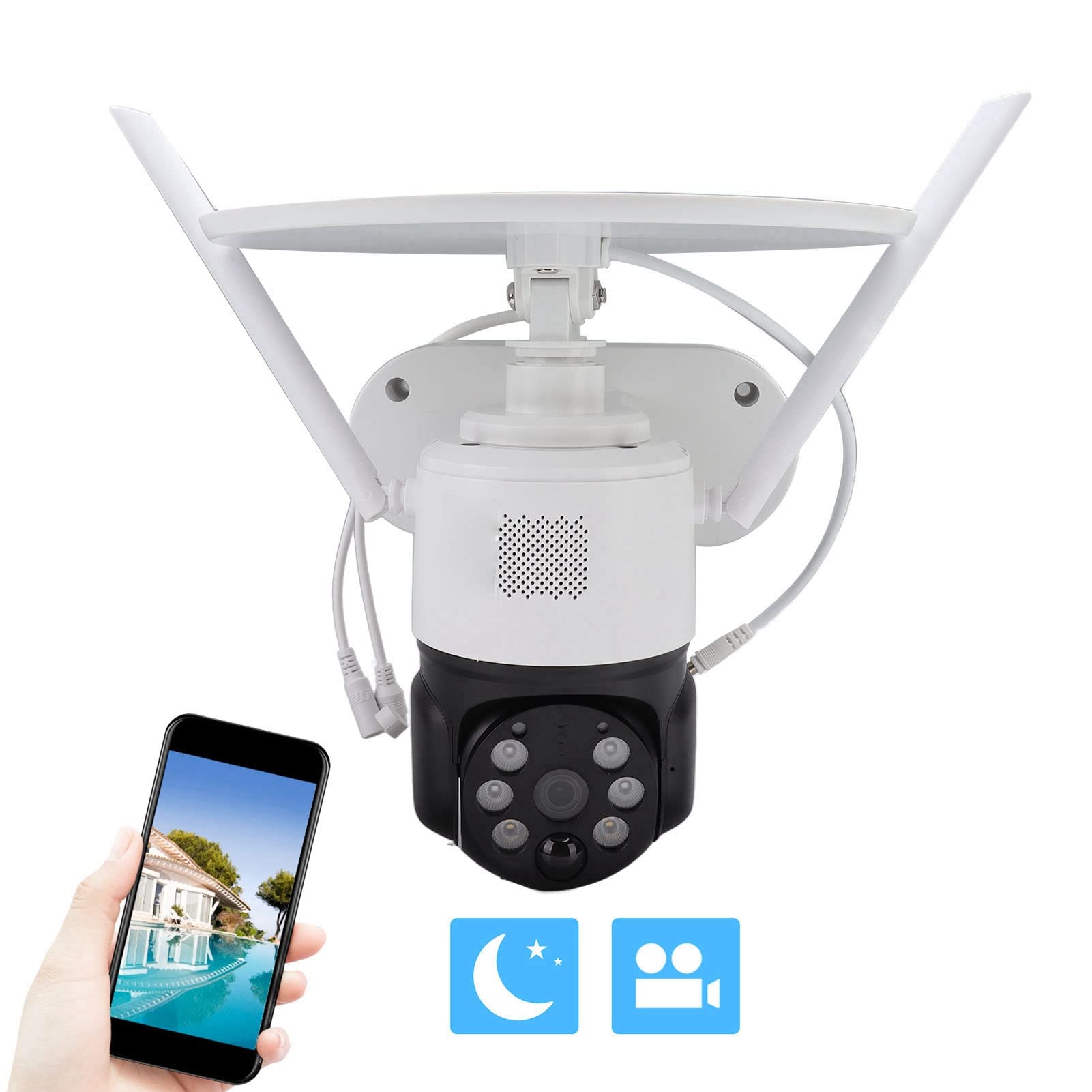ASHATA Telecamera di Sicurezza Solare, Wireless 4G per Esterni con Visione